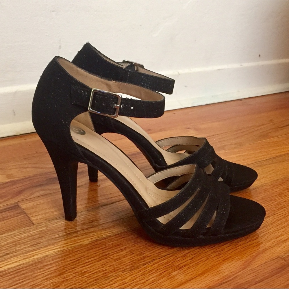 CP Black Glittery High Heels